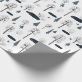 Weihnachtsmuster von Bäumen, Teichen, Vögeln im Sc Geschenkpapier (Ecke)