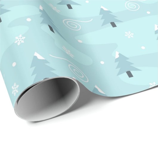 Weihnachtsmuster von blauen Spruce Bäume und Schne Geschenkpapier (Rolleneckpunkt)