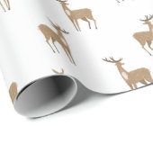 Weihnachtsmuster von gelben Hirschen auf Weiß Geschenkpapier (Rolleneckpunkt)