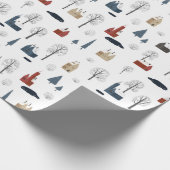 Weihnachtsmuster von Häusern, Bäumen, Teich oder S Geschenkpapier (Ecke)