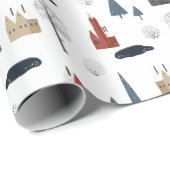 Weihnachtsmuster von Häusern, Bäumen, Teich oder S Geschenkpapier (Rolleneckpunkt)