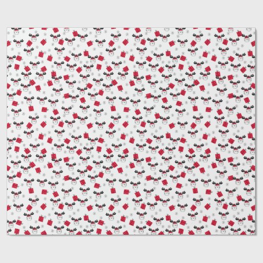 Weihnachtsmuster von Hirsch, Geschenk, Schneeflock Geschenkpapier (Flach)
