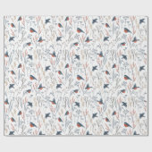 Weihnachtsmuster von Roten Robin Birds und Pflanze Geschenkpapier (Flach)