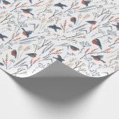 Weihnachtsmuster von Roten Robin Birds und Pflanze Geschenkpapier (Ecke)