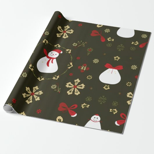 Weihnachtsmuster von Snowman Geschenkpapier (Ungerollt)