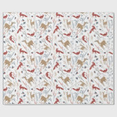 Weihnachtsmuster von Tieren und Pflanze im Winter Geschenkpapier (Flach)