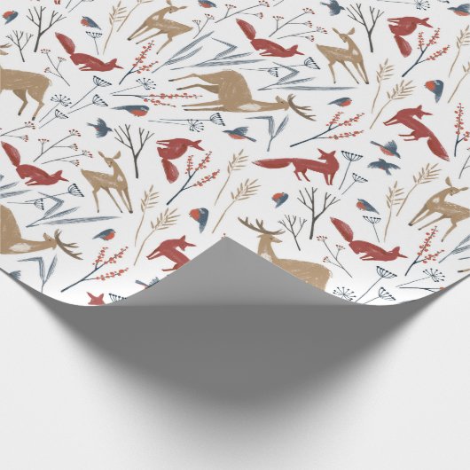 Weihnachtsmuster von Tieren und Pflanze im Winter Geschenkpapier (Ecke)