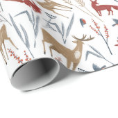 Weihnachtsmuster von Tieren und Pflanze im Winter Geschenkpapier (Rolleneckpunkt)