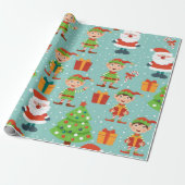 Weihnachtsmuster von Weihnachten und Elfen Geschenkpapier (Ungerollt)