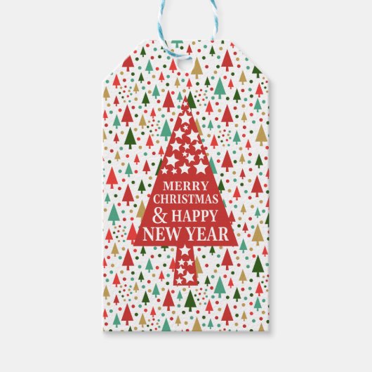 Weihnachtsmuster - Weihnachtsbaum Geschenkanhänger (Vorderseite)