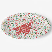 Weihnachtsmuster - Weihnachtsbaum Pappteller (Schrägansicht)