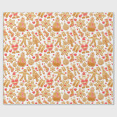 Weihnachtsmuster-Weihnachtsmann Tree Rudolph Snowm Geschenkpapier (Flach)