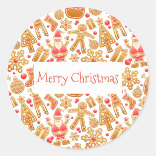 Weihnachtsmuster-Weihnachtsmann Tree Rudolph Snowm Runder Aufkleber