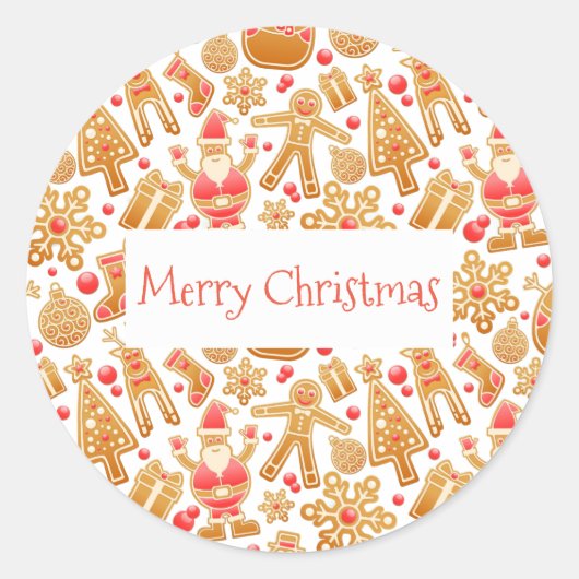 Weihnachtsmuster-Weihnachtsmann Tree Rudolph Snowm Runder Aufkleber (Vorderseite)
