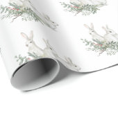 Weihnachtsmuster Weißer Bunny Rabbit Hare Geschenk Geschenkpapier (Rolleneckpunkt)