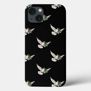 Weihnachtsmuster, weißes Taube für den Frieden iPhone 13 Hülle