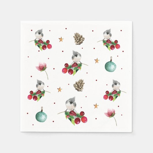 Weihnachtsmuster Winter Bird Serviette (Vorderseite)