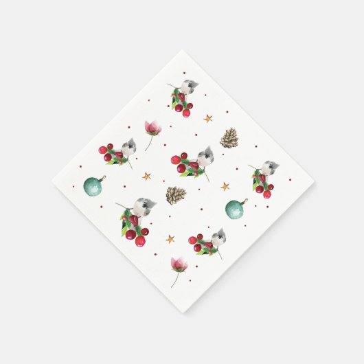 Weihnachtsmuster Winter Bird Serviette (Ecke)