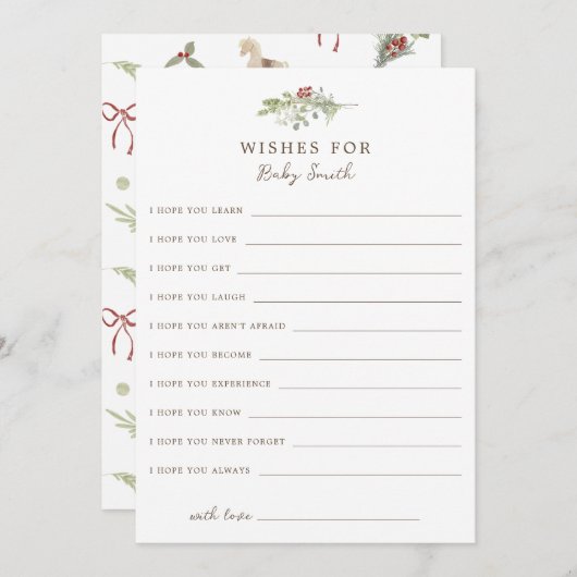 Weihnachtsmuster wünscht sich eine Babykarte Einladung (Vorne/Hinten)