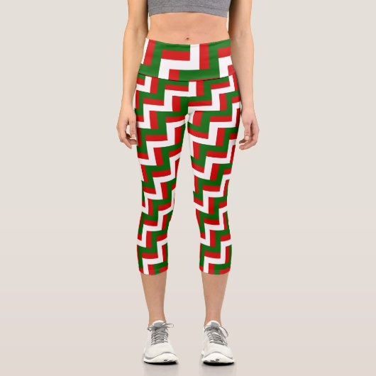 Weihnachtsmuster zigzag Mod Capri Leggings (Vorderseite)