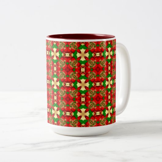 Weihnachtsmuster Zweifarbige Tasse (VorderseiteRechts)