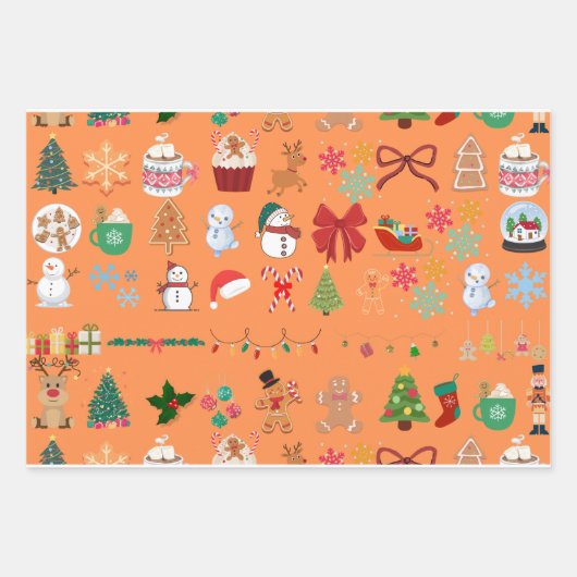 Weihnachtsmusterpapier Geschenkpapier Set (Vorderseite 2)