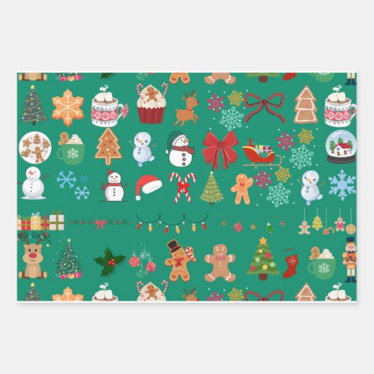 Weihnachtsmusterpapier Geschenkpapier Set (Vorderseite 2)