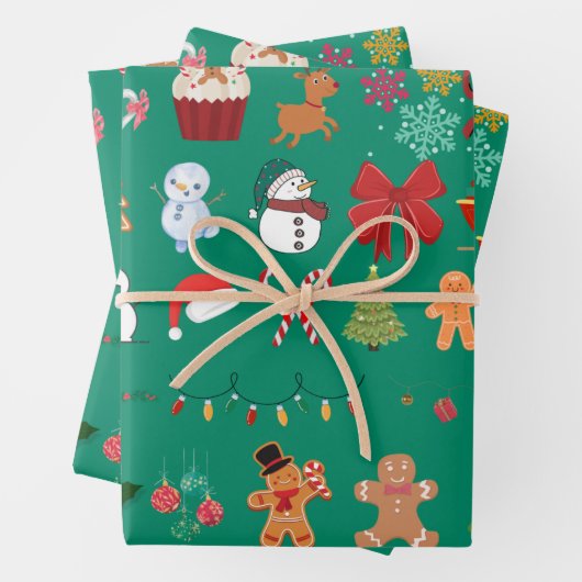 Weihnachtsmusterpapier Geschenkpapier Set (Beispiel)