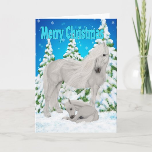 Weihnachtsmutter und Fohlen Weihnachtskarte Feiertagskarte (Vorderseite)