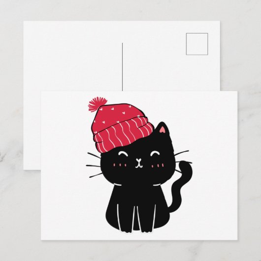 Weihnachtsmütze Postkarte (Vorne/Hinten)