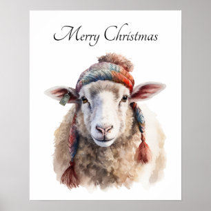 Weihnachtsmütze Weihnachten Schaf Benutzerdefinier Poster
