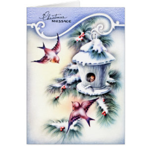 Weihnachtsnachricht Birds Blue Birdhouse