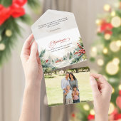 Weihnachtsnachricht Wasserfarbe Winterlandschaft All In One Einladung