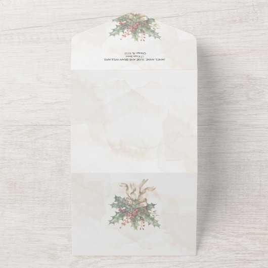 Weihnachtsnachricht Wasserfarbe Winterlandschaft All In One Einladung (Außenbereich)