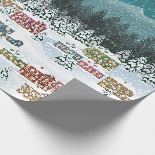 Weihnachtsnacht - Berglandschaft Schneefall Landsc Geschenkpapier (Ecke)