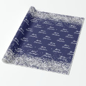 Weihnachtsnacht blau silber elegant geschenkpapier (Ungerollt)