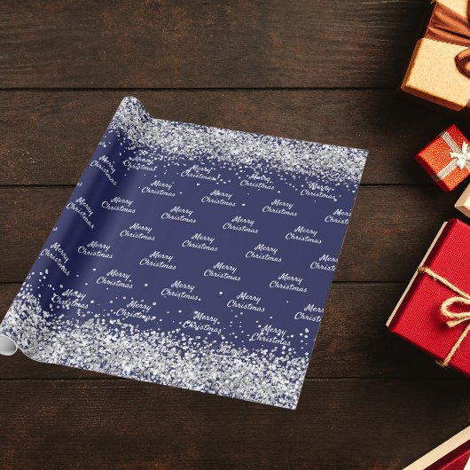 Weihnachtsnacht blau silber elegant geschenkpapier