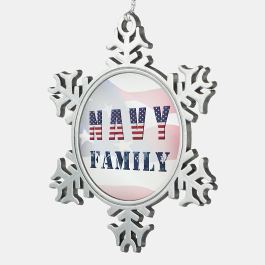 Weihnachtsnacht der Navy Schneeflocken Zinn-Ornament (Rechts)