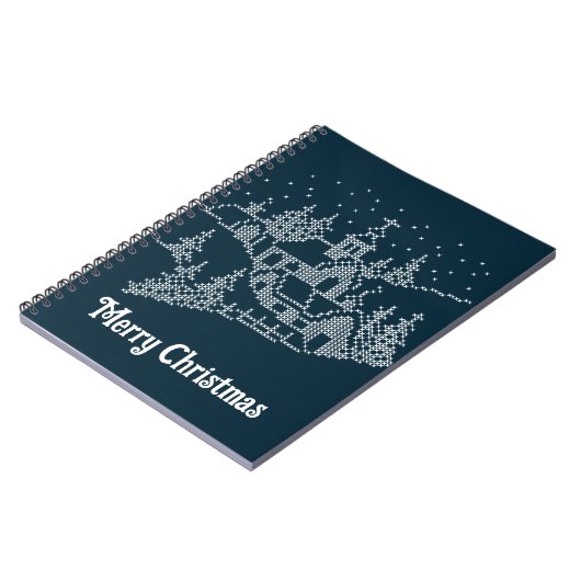 Weihnachtsnacht in der Stadt, Kreuzstickermuster Notizblock (Linke Seite)