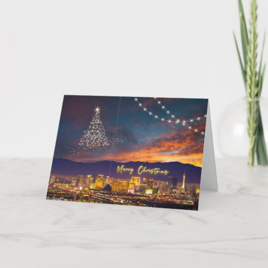Weihnachtsnacht Las Vegas Card Dankeskarte (Vorderseite)