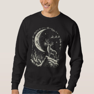 Weihnachtsnacht, Rentier Mond Winter Sweatshirt