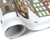 Weihnachtsnacht - Schneefall-Landschaft Geschenkpapier (Rolleneckpunkt)