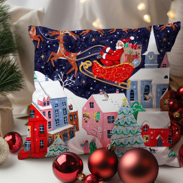 Weihnachtsnacht vor Weihnachten Nordisches Dorf Kissen