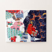 Weihnachtsnacht vor Weihnachtsdorf Puzzle (Horizontal)