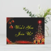 Weihnachtsnacht Wonderland Rotes Set Einladung (Stehend Vorderseite)