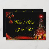 Weihnachtsnacht Wonderland Rotes Set Einladung (Vorne/Hinten)