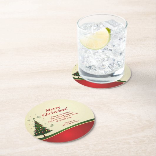 Weihnachtsnachts-Party für Unternehmen oder Gruppe Runder Pappuntersetzer (Vor Ort)