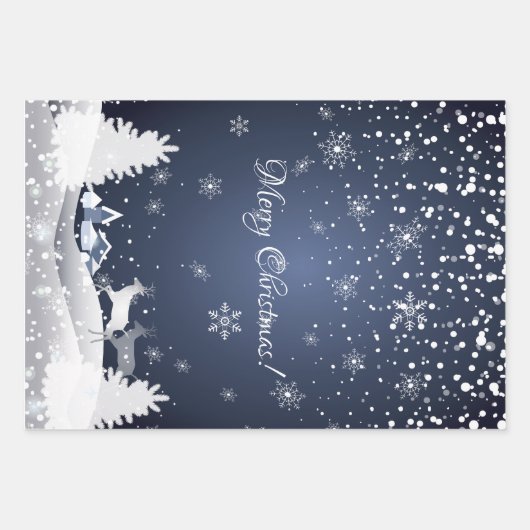 Weihnachtsnachtsmärchen. Fantasiewald, Schnee Geschenkpapier Set (Vorderseite 2)