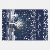 Weihnachtsnachtsmärchen. Fantasiewald, Schnee Geschenkpapier Set (Vorderseite)