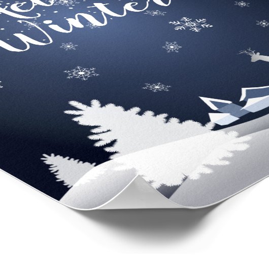 Weihnachtsnachtsmärchen. Fantasiewald, Schnee Poster (Ecke)